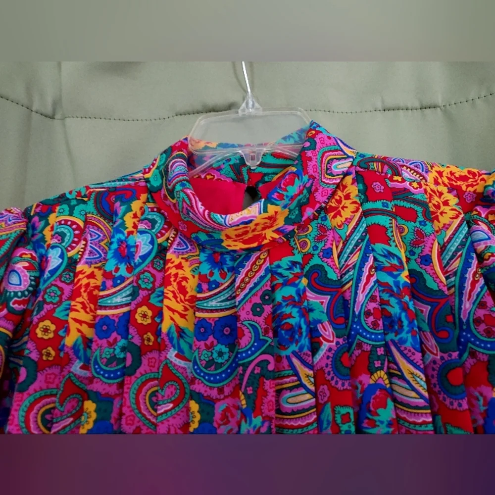 Vintage Colorful Paisley Floral Print Dress - Picture 10 of 12